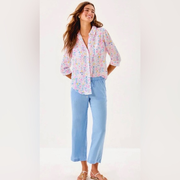 Lilly Pulitzer Tops - NWOT Lilly Pulitzer Seacoast Linen Summer Serenade Button Down